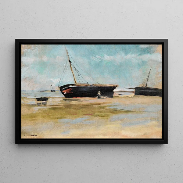 Bateau marée basse - Eva Gonzalès — framed artwork on a wall
