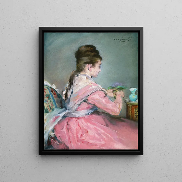 The Violet Bouquet - Eva Gonzalès — framed artwork on a wall