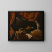 Still life with musical instruments, books, and sculpture - Evaristo Baschenis — framed artwork on a wall
