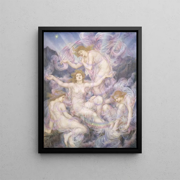 Filles de la brume - Evelyn De Morgan — framed artwork on a wall