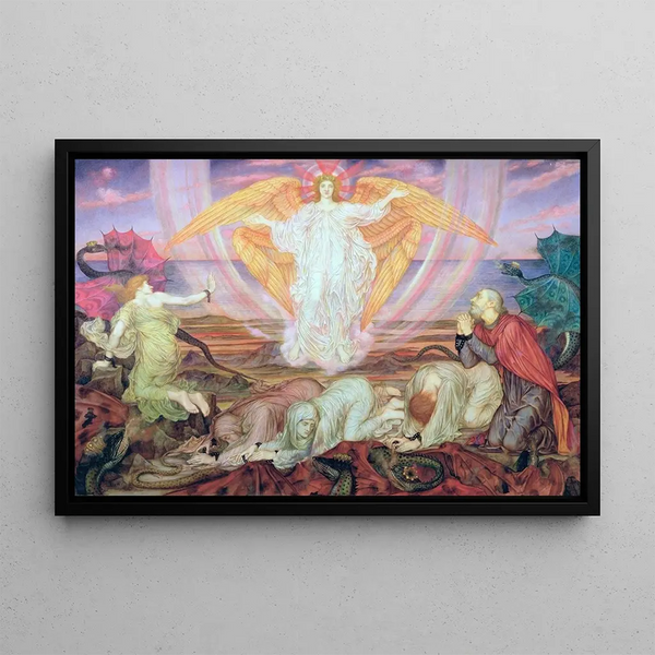 The Death of the Dragon - Evelyn De Morgan — framed artwork on a wall