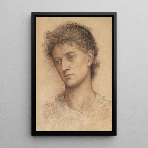 Head of Woman - Evelyn De Morgan — framed artwork on a wall