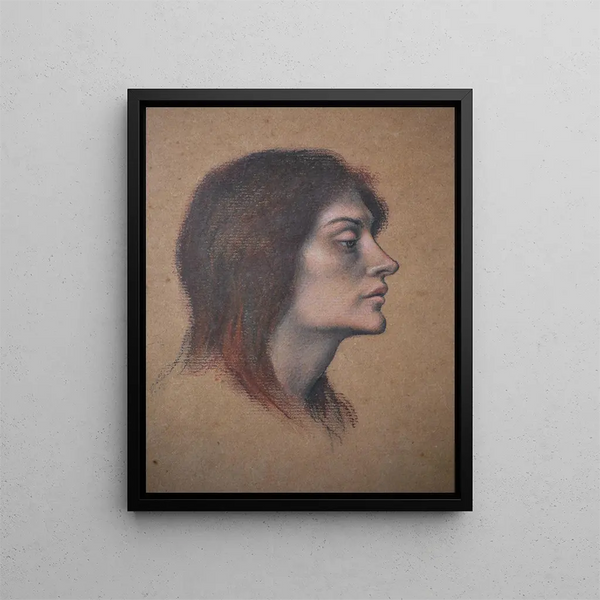 Study of a Female Head for The Love Potion - Evelyn De Morgan — framed artwork on a wall