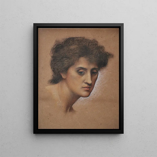Study of a female head for La Cadence de l'automne - Evelyn De Morgan — framed artwork on a wall