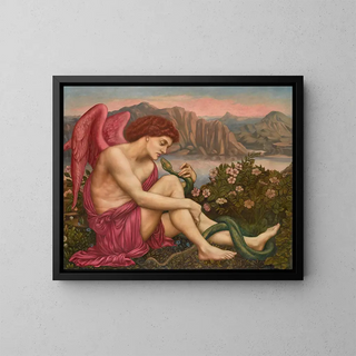 L'Ange avec le Serpent - Evelyn De Morgan — framed artwork on a wall