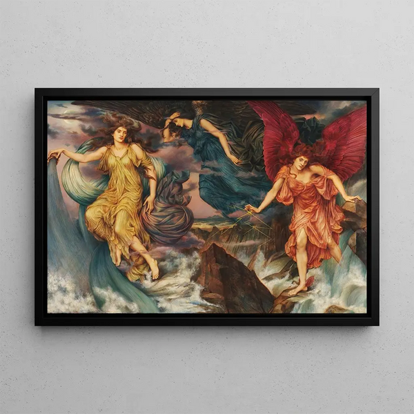 Les esprits de la tempête - Evelyn De Morgan — framed artwork on a wall