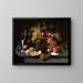 Still life with fruits, oysters, and wine - Everhardus Kuhl — framed artwork on a wall