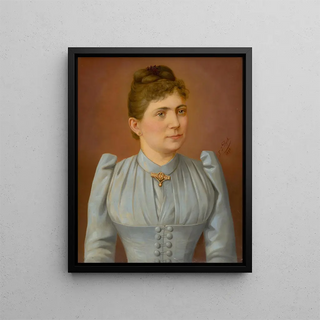 Portrait of a woman in a pale dress - F. J. Dyck — framed artwork on a wall