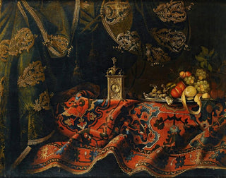 Still life with carpet and clock - Francesco Fieravino — artwork view