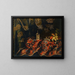 Still life with carpet and clock - Francesco Fieravino — framed artwork on a wall