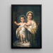 Virgin Mary holding the child Jesus - F. Doubek — framed artwork on a wall