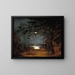 Port of the sea with boats in the moonlight - F M E Fabritius De Tengnagel — framed artwork on a wall