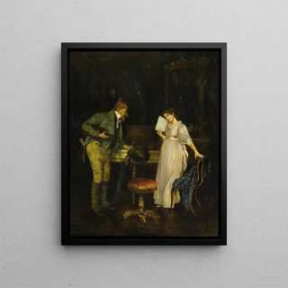 La leçon de musique - F. Rodriguez — framed artwork on a wall