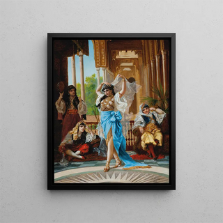 The Harem Dancer - F. Santos — framed artwork on a wall