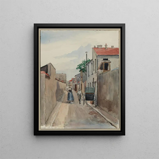 Passage Drouait painting from rue des Morillons to rue de Nice at the border - F. Sguin — framed artwork on a wall