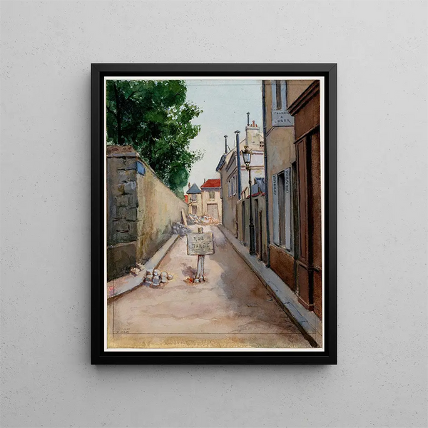 Rue Olivier de Serres painting taken from rue Marmontel, Vaugirard, 2nd section - F. Sguin — framed artwork on a wall