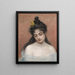 Portrait of a young woman - F. Sue — framed artwork on a wall