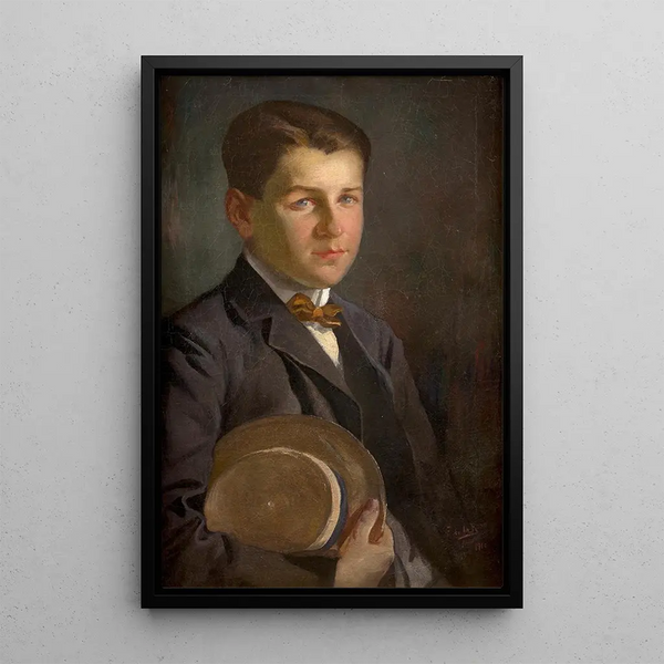 Portrait of a Man with a Hat - Fabian de la Rosa — framed artwork on a wall
