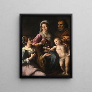 La Sainte Famille avec sainte Dorothée - Fabrizio Santafede — framed artwork on a wall