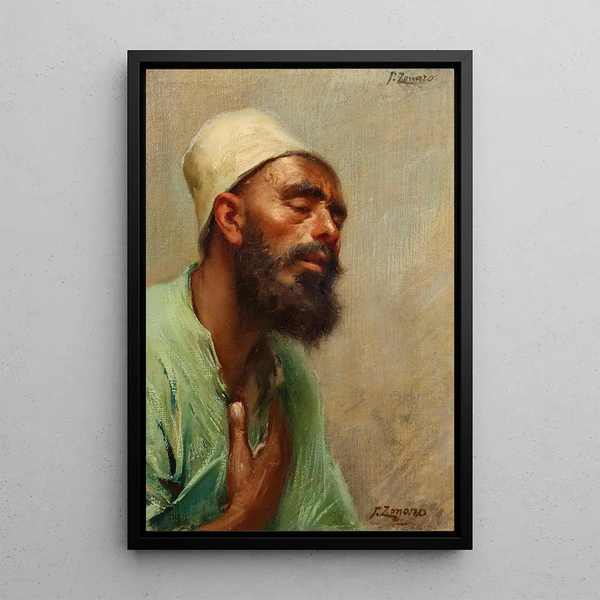 A Dervish - Fausto Zonaro — framed artwork on a wall