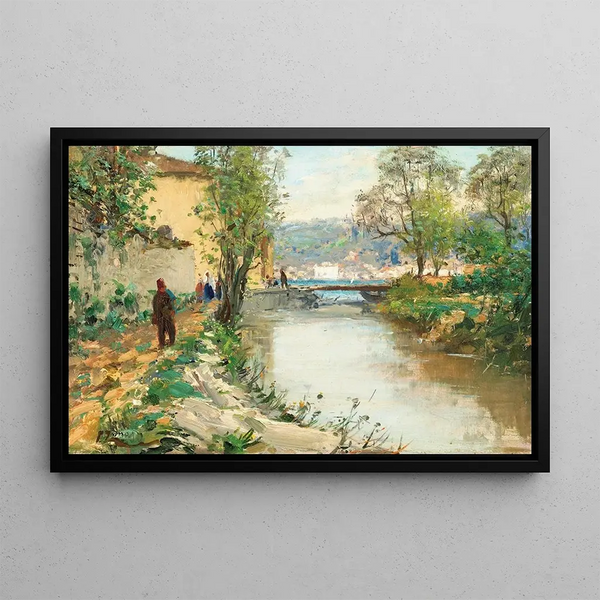 View of Emirgan, Istanbul - Fausto Zonaro — framed artwork on a wall