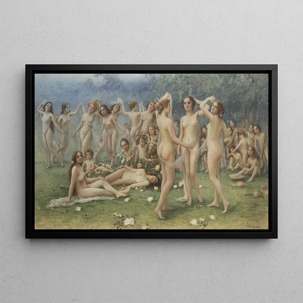 Allegory of Spring - Fausto Zonaro — framed artwork on a wall