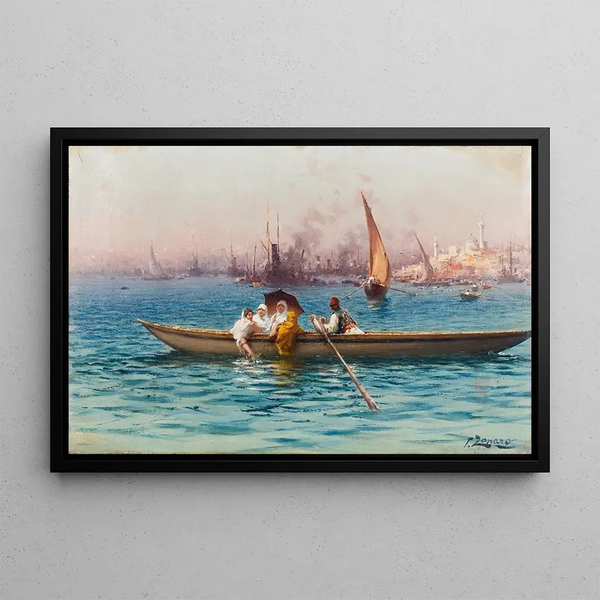 Amusement sur le caïque - Fausto Zonaro — framed artwork on a wall