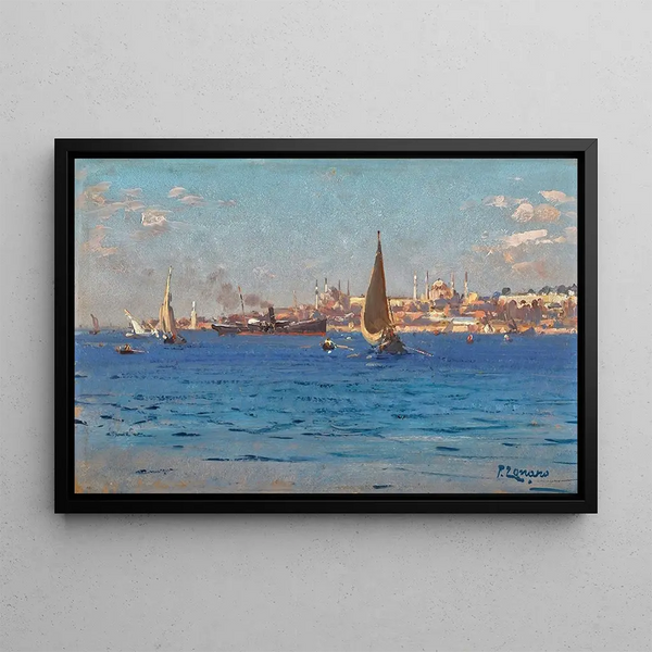 the offshore of the Sérail Point - Fausto Zonaro — framed artwork on a wall