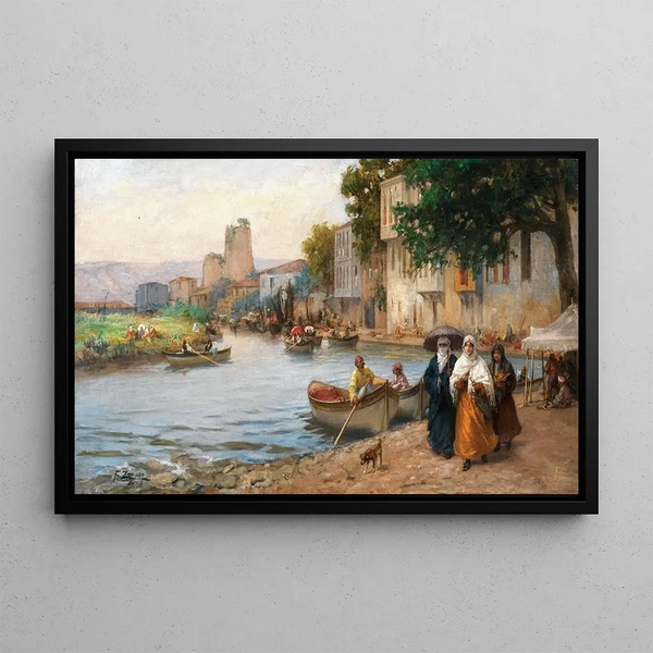 Promenade du dimanche à Göksu - Fausto Zonaro — framed artwork on a wall