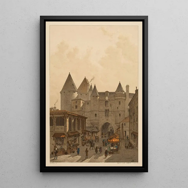 Grand Châtelet Painting View taken from Saint-Denis Street - Fédor Hoffbauer — framed artwork on a wall