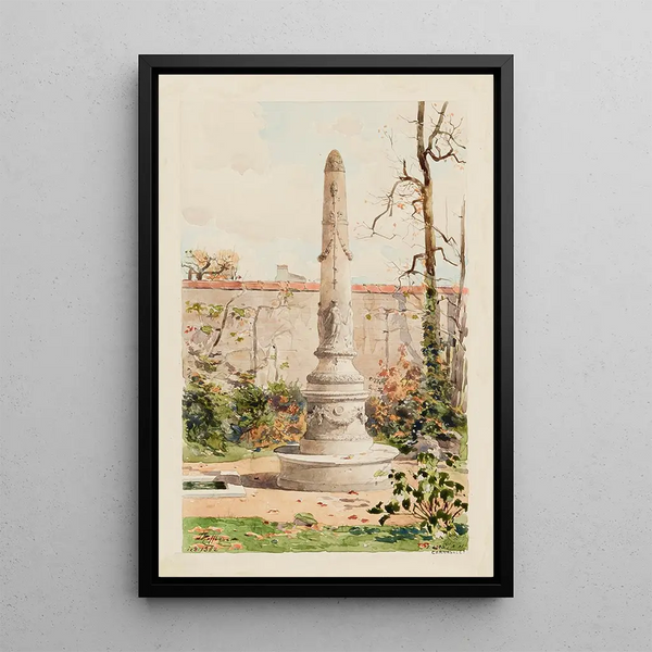 Obelisk style Louis XVI in a garden 10 rue Cassini early 19th century - Fédor Hoffbauer — framed artwork on a wall