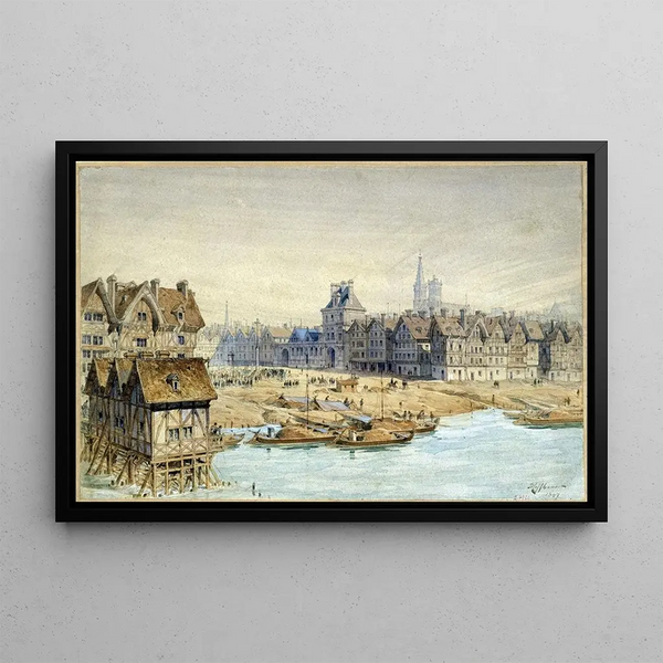 a hanging on the Place de Grève and the Town Hall in 1583 - Fédor Hoffbauer — framed artwork on a wall