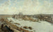Panoramic view of Paris in 1588 from the rooftops of the Louvre with the Pont-Neuf under construction - Fédor Hoffbauer — artwork view