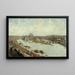 Panoramic view of Paris in 1588 from the rooftops of the Louvre with the Pont-Neuf under construction - Fédor Hoffbauer — framed artwork on a wall