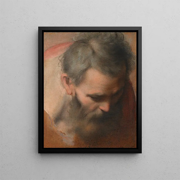 Head of Saint Joseph - Federico Barocci — framed artwork on a wall