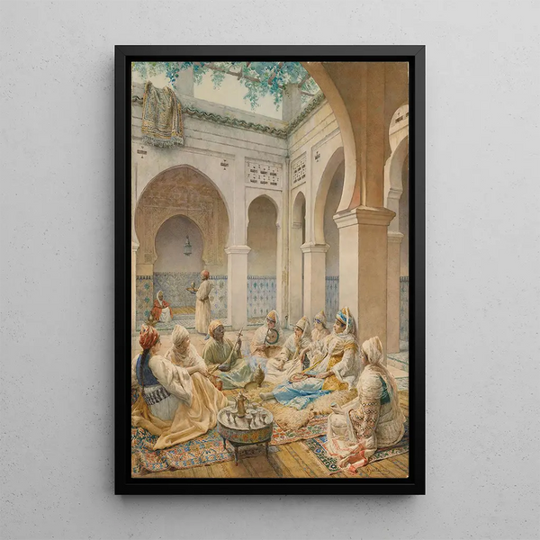 Musicians in the Cour - Federico Bartolini — framed artwork on a wall