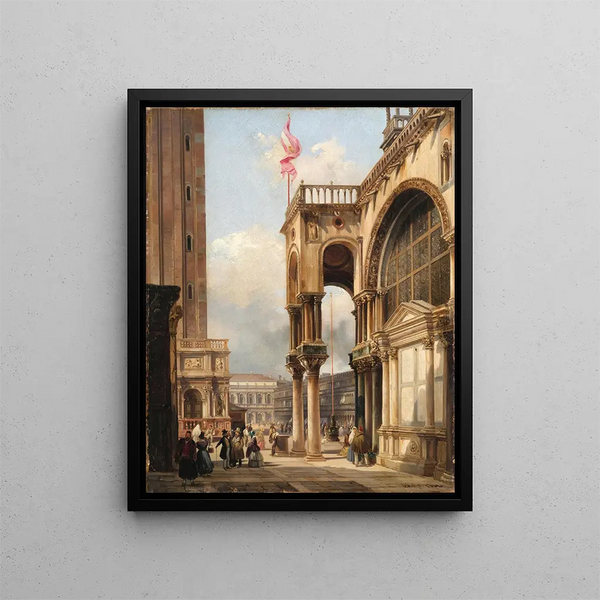 Venice view of St. Mark's Square - Federico Moja — framed artwork on a wall