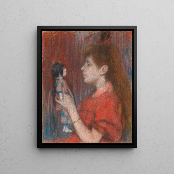 Girl with doll - Federico Zandomeneghi — framed artwork on a wall