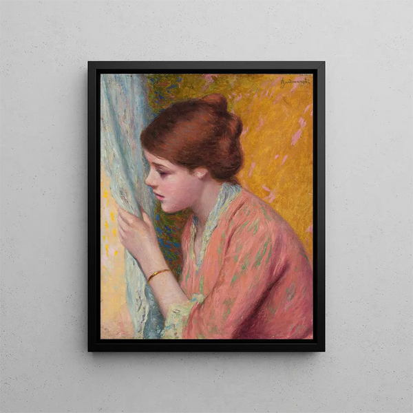 La est curieuse - Federico Zandomeneghi — framed artwork on a wall