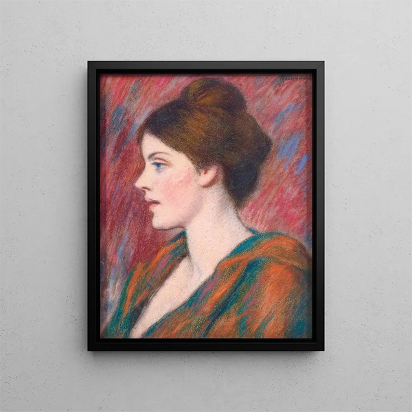 Portrait of a lady in profile - Federico Zandomeneghi — framed artwork on a wall