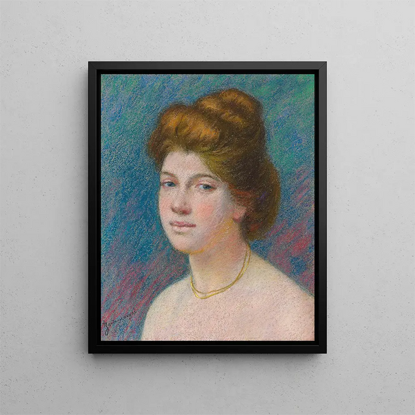 Head of Woman - Federico Zandomeneghi — framed artwork on a wall