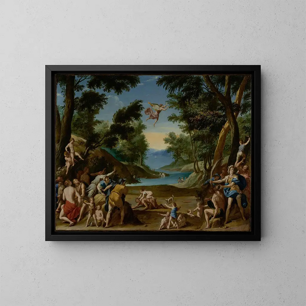 Cupid and Pan - Federico Zuccaro — framed artwork on a wall