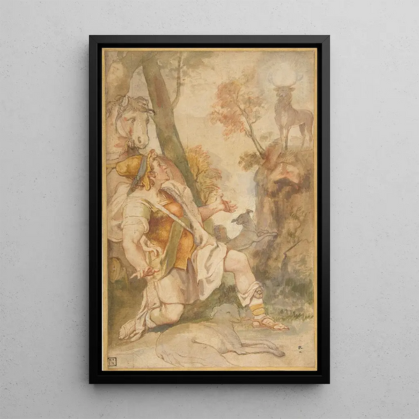 La Vision de Saint Eustache - Federico Zuccaro — framed artwork on a wall