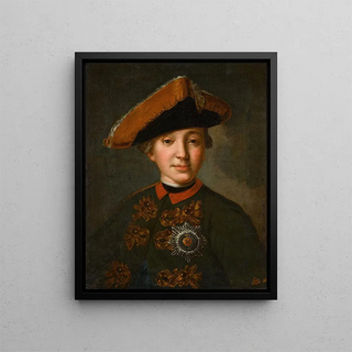 Portrait of Emperor Peter III - Fedor Stepanovich Rokotov — framed artwork on a wall