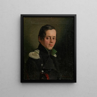 Portrait of a Young Officer - Fedor Tulov — framed artwork on a wall
