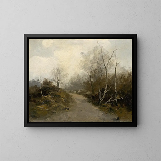 Forest Road Painting - Felicjan Moczik — framed artwork on a wall