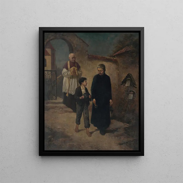 En route to caring for the sick - Felicjan Moczik — framed artwork on a wall