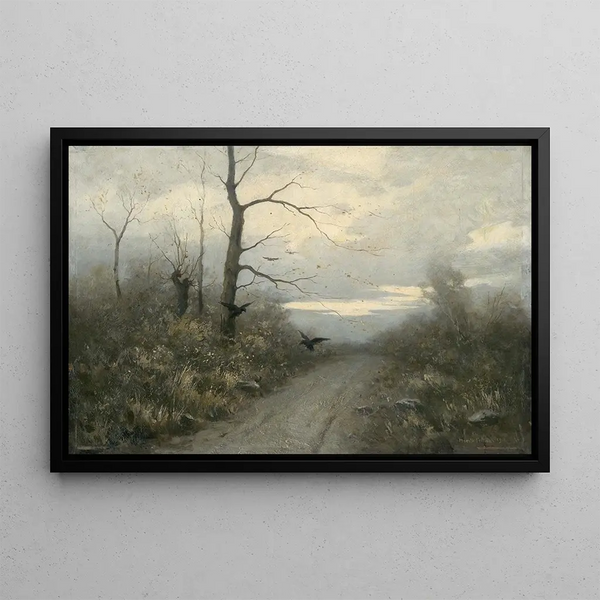Winter Landscape Painting - Felicjan Moczik — framed artwork on a wall