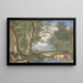 Landscape painting with cows in a stream - Felix Meyer — framed artwork on a wall