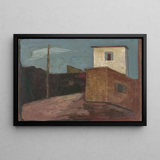 Rue with telephone poles - Felix Nussbaum — framed artwork on a wall